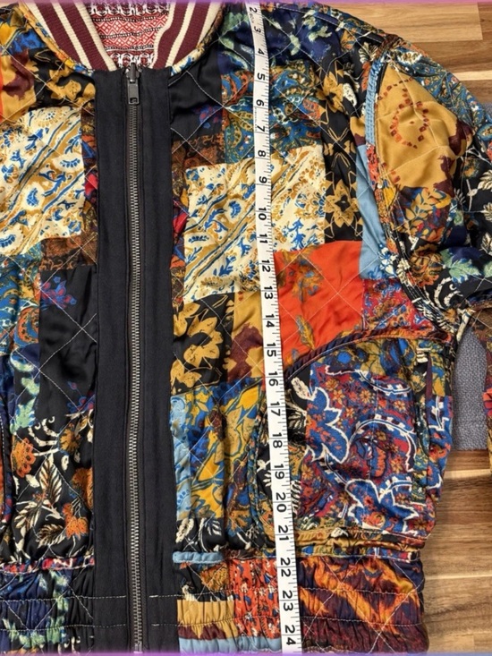 Free People Pandora Bomber Patchwork Jacket Reversible Zip Up.  $248 - Picture 7 of 9